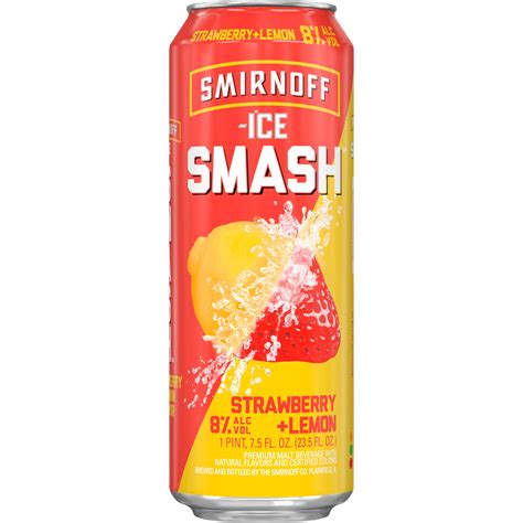 Smirnoff ice smash - Alcohol Proof. A 12oz shot of Smirnoff Ice with a 4.5% ABV will have approximately 15ml of alcohol, whereas a straight shot of Smirnoff Vodka of 1.5oz at 40% ABV will have 20 ml of alcohol. Although you will need less straight vodka to get drunk, a few Smirnoff Ice will undoubtedly get you feeling tipsy.
